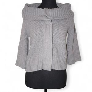 cotton wool blend grey banana republic knit sweater with cowl neck